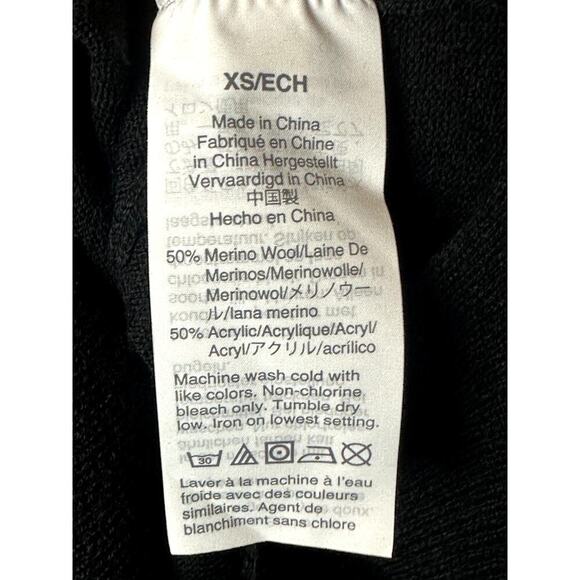 J. Crew Factory Black Merino Wool Blend V-Neck Long Sleeve Sweater Women's XS - Picture 4 of 4